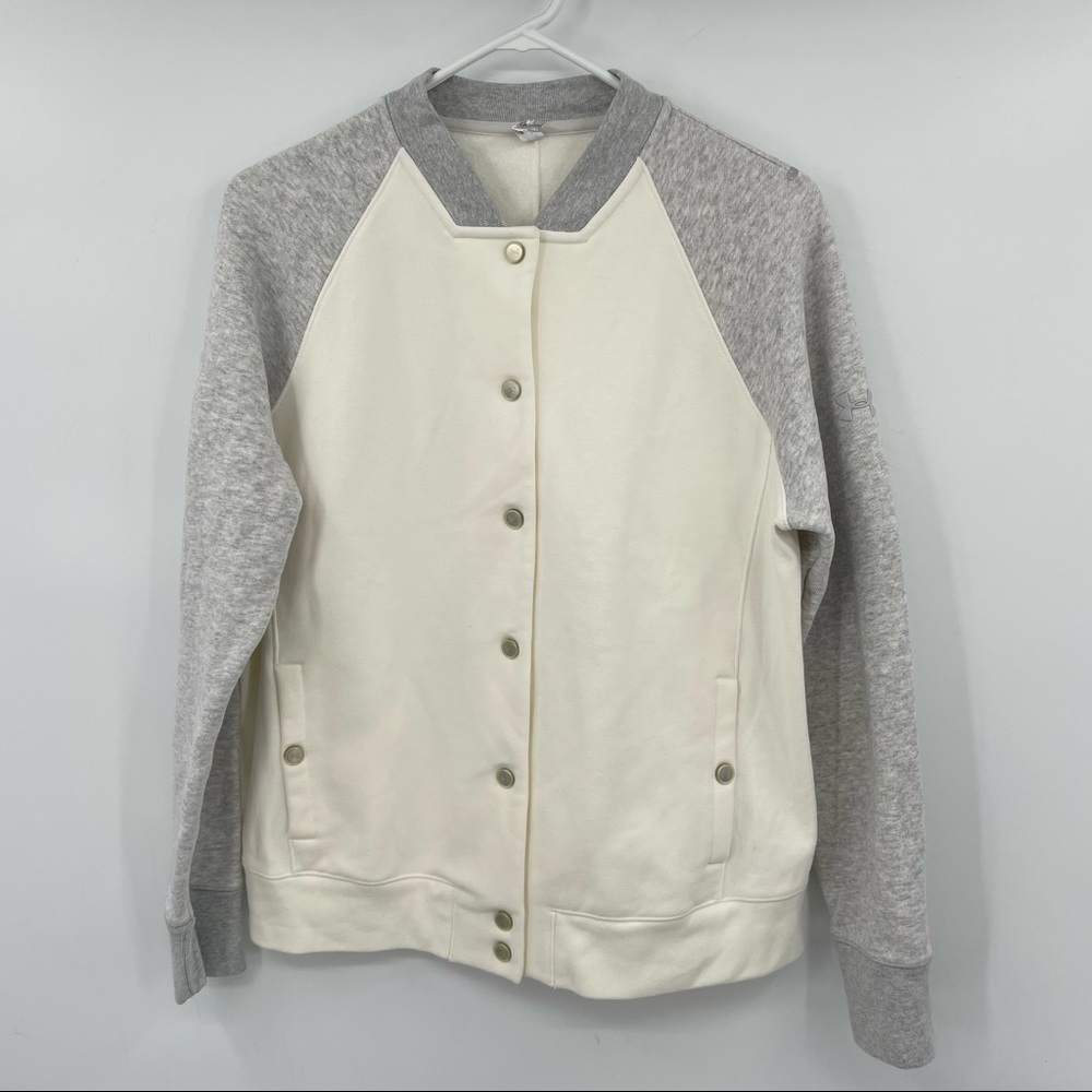 Under Armour White & Gray Snap Button Up Sweatshirt